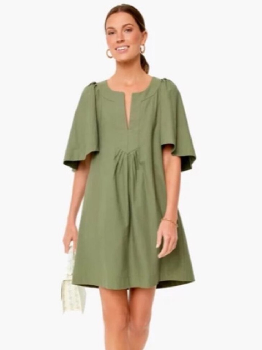 Tuckernuck Pomander Place Finley Flutter Sleeve Dress Sage Green L Large Cotton